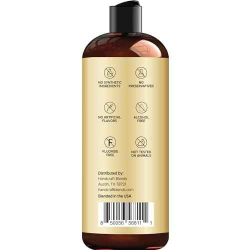 Handcraft Blends Coconut Oil Pulling for Teeth and Gums with Peppermint Oil - Organic Coconut Oil Pulling Oil Mouthwash for Fresh Breath, Oral Health and Cleaner Teeth and Gums - 8 Fl oz