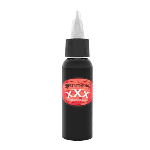Panthera XXX Tribal Black Tattoo Ink (1oz), Intense Deep Black, Advanced Formula for Perfect Fill & Line Work, Smooth Application, Long-Lasting Shine & Rich Pigment