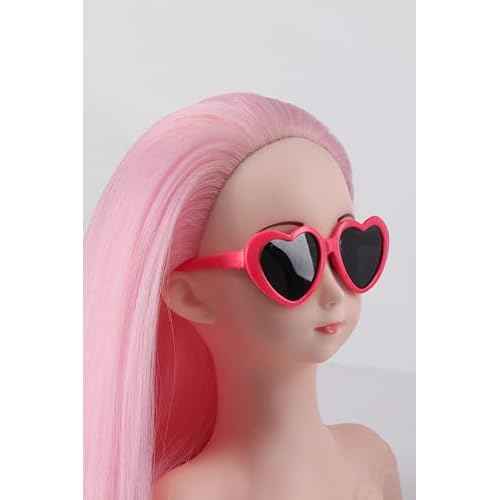 Anstar Hair Styling Doll Head for Girls Styling Head for Kids Mannequin Head with Pink Hair Doll Head for Hair Styling Braiding Cosmetology Manikin Head with Clamp Holder and Tools