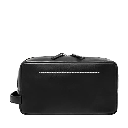 Fossil Leather Travel Toiletry Bag Shave Dopp Kit , Black (Model: MLG0779001)