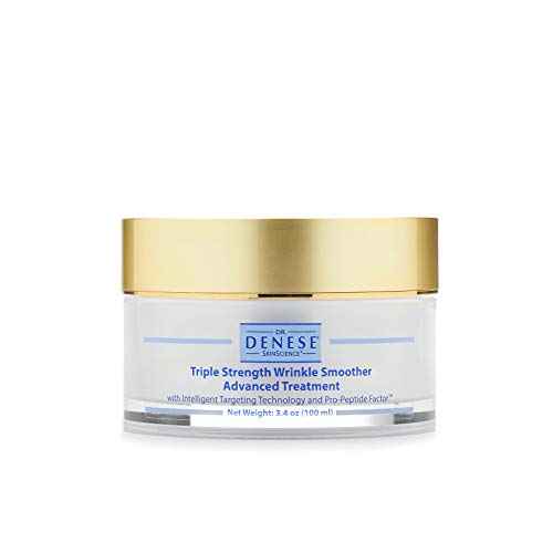 Dr. Denese SkinScience Triple Strength Wrinkle Smoother Advanced Treatment Combines Natural Extracts with Enhanced Peptide Technology To Tighten & Firm Skin - Paraben-Free, Cruelty-Free - 3.4oz