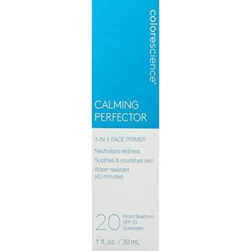 Colorescience Calming Perfector Face Primer, Water Resistant Mineral Sunscreen, Broad Spectrum 20 SPF UV Skin Protection, 1 Fl oz
