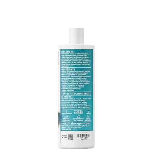 Essential Oxygen Certified BR Organic Brushing Rinse, All Natural Mouthwash for Whiter Teeth, Fresher Breath, and Happier Gums, Alcohol-Free Oral Care, Wintergreen, 16 Ounce