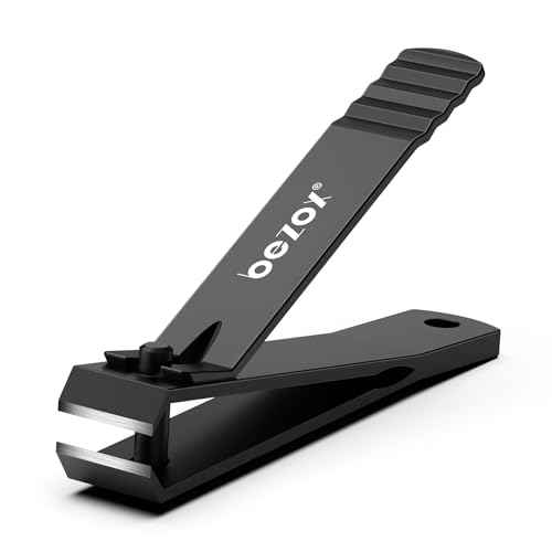BEZOX Large Toe Nail Clippers for Thick Nails - Straight Edge Nails Clipper for Men, Toenails Clipper for Seniors, Heavy Duty Stainless Steel Fingernail Clippers for Women, Thick Toenails Tool - Black