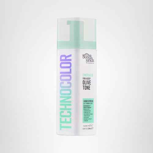 Bondi Sands Technocolor Emerald 1 Hour Express Self Tanning Foam|Best for Medium Skin Tones Looking to Achieve a Deep, Olive Toned Tan|6.76 fl. oz.