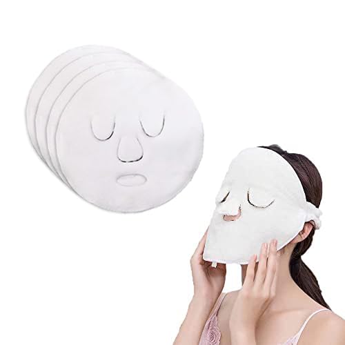 BLACKCROWN 4 Holes Towel Mask Reusable Face Towel Mask Cold Hot Compress Facial Steamer Moisturizing Beauty Skin Care Spa Towels for Facial Steamer Mask for Women Girls No hanging ears(4 pack)