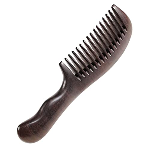 Onedor Handmade 100% Natural Chacate Preto Wood Hair Combs - Anti-Static Sandalwood Scent Natural Hair Detangler Wooden Comb (Oval Fine Tooth)