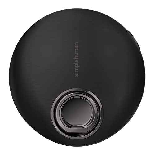 simplehuman Sensor Mirror, Lighted Compact Makeup Magnifying Mirror with Light, Round, Travel Size, Black Stainless Steel