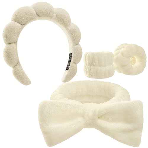 Headbands for Women - Spa Headband and Wristband Set - Headband for Washing Face,Facial Mask,Makeup and Skin Care,Gifts for Women and Teen Girl Gifts Trendy Stuff