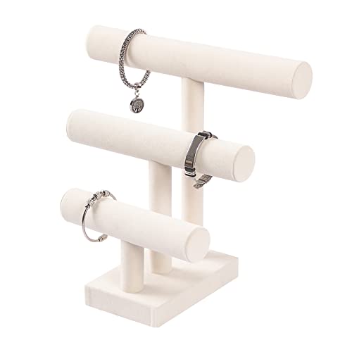 3 Tier Bracelet Holder,Bracelet Displays for Selling,Jewelry Display Stand for Bangles Necklaces Hair ties Scrunchies Watches (Beige)