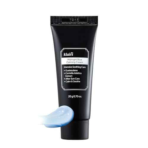 DearKlairs Midnight Blue Calming Cream, Soothing, Redness Relief Moisturizer, Hydrating, Fast Absorbing, Light Texture for Easy Use, Sensitive Skin Friendly 0.7 Oz (Pack of 1)