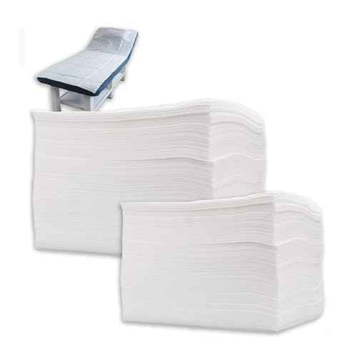Disposable Bed Sheets 200 Pcs - 31" x 71" Non-Woven Fabric Massage Table Covers - Breathable SPA Bed Sheets for Beauty Treatments & Tattoos (White)