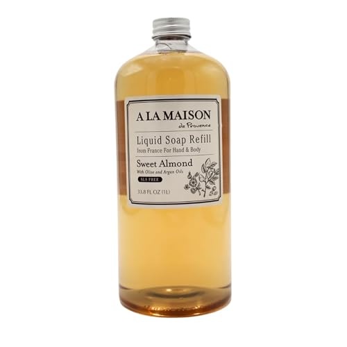 A LA MAISON Sweet Almond Natural Hand Wash Made with Essential Oils - Biodegradable, Plant-Based, Vegan, Cruelty-Free (33.8 Fl Oz Refill, 1 Pack)