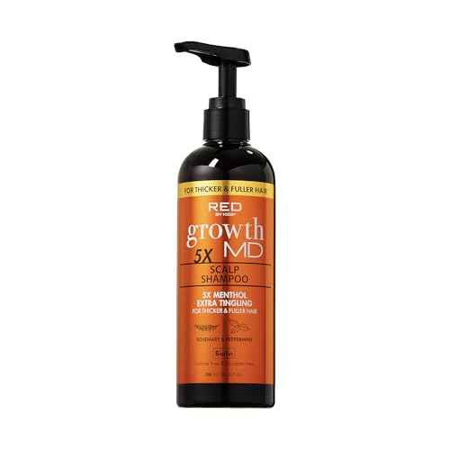 Red by Kiss Growth MD Scalp Shampoo, 5X Menthol Extra Tingling for Thicker & Fuller Hair, Vitamins & Biotin Infused for Strengthening & Itch Relief, Vegan Formula & Cruelty Free (10oz)