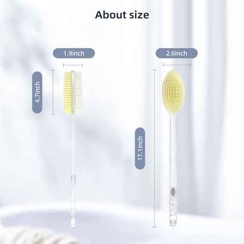 Back Scrubber Long Handle for Shower,Back Brush Dual-Sided with Stiff and Soft Bristles,Body Exfoliator for Bath or Dry Brush