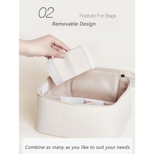 shemkdso Travel PU Leather Makeup Bag Large Capacity Cosmetic Bag for Women Waterproof Portable Pouch Open Flat Toiletry Bag