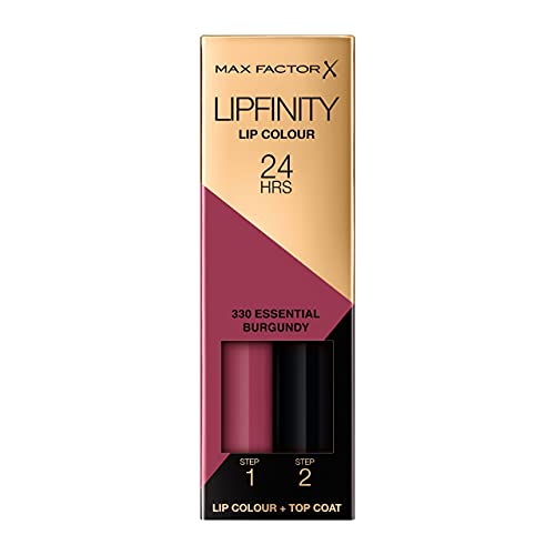 Max Factor Lipfinity for Women, 330 Essential Burgundy, 0.14 Ounce, Full Size