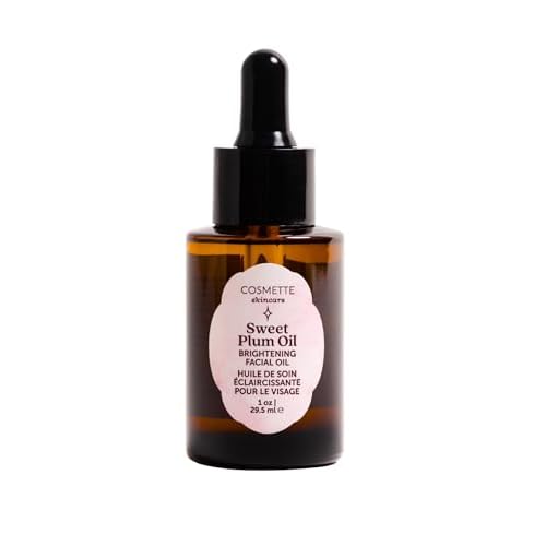 Cosmette Sweet Plum Vitamin C Facial Oil With Grape Seed, Almond, Coconut & Castor Oils, Hydrating Daily Face Oil to Support & Protect Skin Health, Plant Based Natural Skin Care, Vegan, 1 FL Oz
