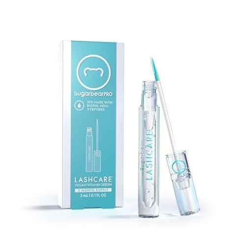 SugarbearPRO LashCare Vitamin Serum with Peptides MSM and Biotin | Vegan Formula | 3 Month Supply for Fuller Healthier Looking Lashes