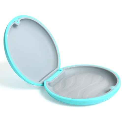 LA MIERE Retainer Case, Slim Aligner Case Compatible with Invisalign, Night Mouth Guard Case, Retainer Holder, Food Grade Silicone Pad, Magnetic Closure, Sky Blue w/Dark Gray Inner