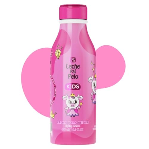 Leche Pal Pelo Kids Styling Cream - Detangles, Strengthens & Styles Kids Hair - Smoothes Frizz, Moisturizes & Softens with Abyssinian & Jojoba Oil. 14.9 fl.oz