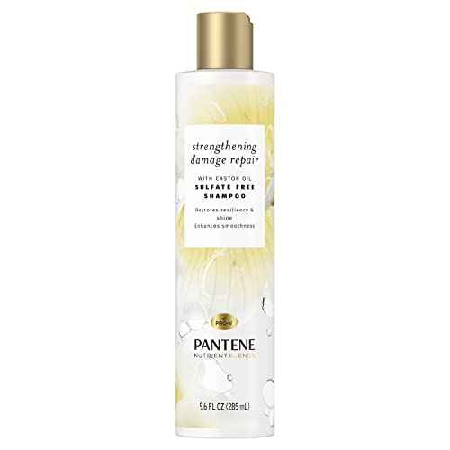 Pantene Sulfate Free Shampoo with Castor Oil, Nutrient Blends Fortifying Damage Repair, 9.6 fl oz, Pack of 4