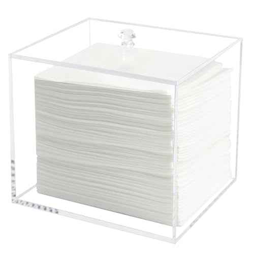 Weiai Face Towel Box, Acrylic Facial Disposable Towelettes Holder Container for XL Face Towels and Protects from Dust, Clear