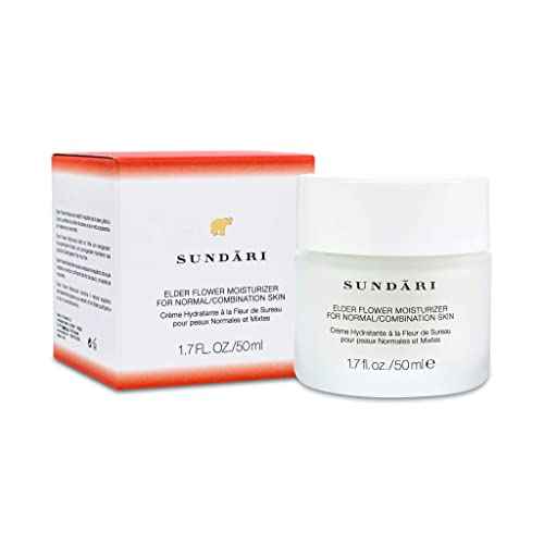 SUNDARI Elder Flower Moisturizer - 1.7 Fl Oz, Lightweight Hydrating Face Cream, Anti-Aging, Soothing, Refreshes and Nourishes, All Natural Ingredients