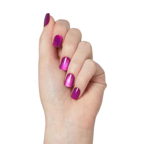 KISS imPRESS No Glue Mani Press On Nails, Color FX, 'Levels', Dark Pink, Short Size, Squoval Shape, Includes 30 Nails, Prep Pad, Instructions Sheet, 1 Manicure Stick, 1 Mini File