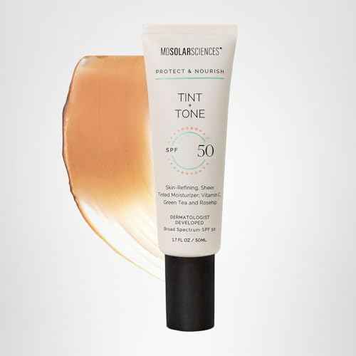 MDSolarSciences Tint + Tone Sheer Tinted Moisturizer SPF 50 | Evens Skin Tone, Brightens & Hydrates | Ceramides, Antioxidants & Vitamin C | Clinically Proven | Safe for Sensitive Skin (1.7 Fl Oz)