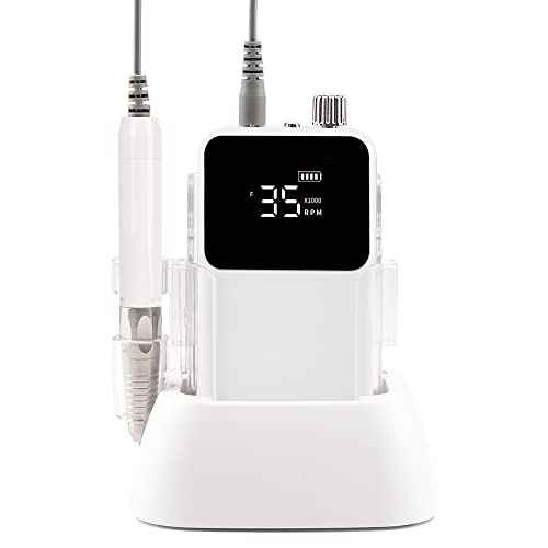 Nail Drill Machine - Finger and Toe Nail Care - Manicure and Pedicure Set -GLHDDL Portable Professional Nail Drill - with Drill Kit - for Nail Salon Home (Coreless Motors, White)
