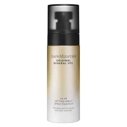 bareMinerals Original Mineral Veil Natural Matte Setting Spray, 24HR Makeup Lock & Oil Control, Alcohol-Free, Sweat & Transfer-Proof, Ultra-Fine Mist for Smooth, Matte Finish