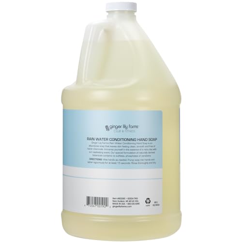 Ginger Lily Farms Club & Fitness Conditioning Liquid Hand Soap Refill, 100% Vegan & Cruelty-Free, Rain Water Scent, 1 Gallon (128 fl oz)