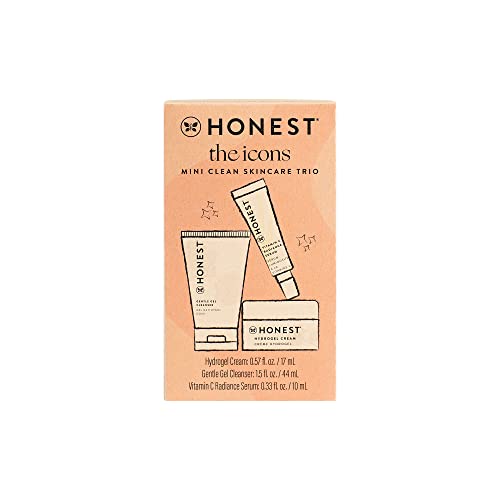 Honest Beauty The Icons Skincare Trio | Mini Hydrogel Cream, Gentle Gel Cleanser, Vitamin C Radiance Serum | EWG Verified, Vegan + Cruelty Free