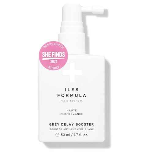 ILES FORMULA Grey Delay Anti Gray Hair Booster ? Botanical Leave-In Treatment Spray with Silverfree and Melanogray to Restore Natural Hair Color and Prevent Premature Greying, 1-Month Supply