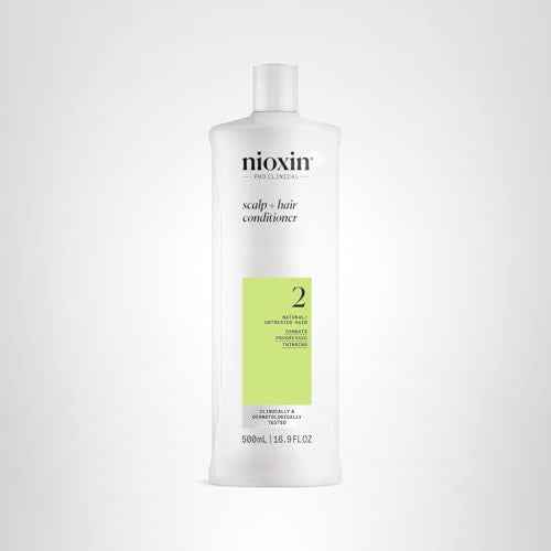 Nioxin Scalp + Hair Thickening System 2 Conditioner | For Natural or Untreated Hair with Progressed Thinning | With Niacinamide and Biotin | 16.9 Fl oz.