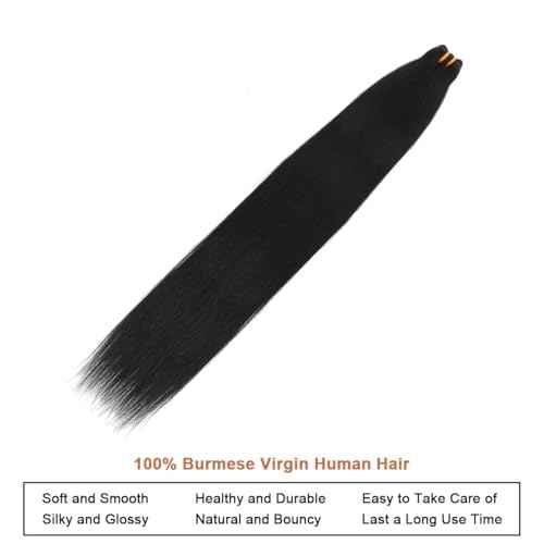 16A Raw Human Hair Bundles 100% Burmese Virgin Straight Bundles Human Hair, Sliky Boutique Extensions, Can Be Dyed and Restyled, Full Ends, Vertical Smooth (Straight 1 Bundle, 24 Inch)