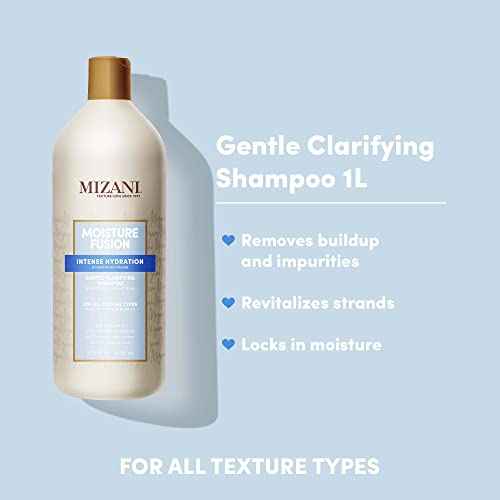 Mizani Moisture Fusion Gentle Clarifying Shampoo - Cleanses Hair to Remove Buildup, With Charcoal, For Curly Hair