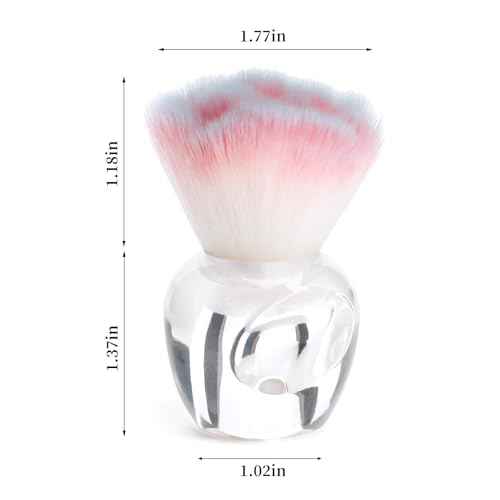 BQAN Nail Dust Brush Nail Art Dust Powder Remover Brush Nail Arts Dust Cleaner Brush Soft Kabuki Cleaner Brush for Makeup or Acrylic UV Gel Nail Arts (Pink-blue)