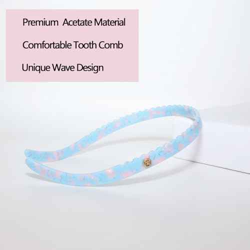 2 Pack Headbands Designed for Eyewear,Flex No Pressure,Non Slip Fashion Thin Hairbands for Womens Sisters Girls Gifts-White,Powder Blue