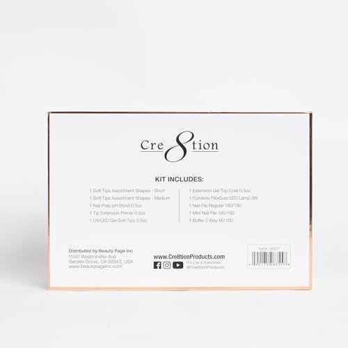 Cre8tion Soft Tips Starter Kit, Complete Gel Soft Tip Extension Set with Lamp, Gels & Tools