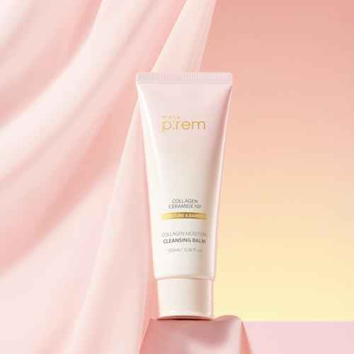 MAKE P:REM Collagen Moisture Cleansing Balm, Gentle Deep Cleansing Makeup Remover for Pore Tightening & Enhancing Skin Barrier, Korean Skin Care, 3.38 fl.oz, 100ml