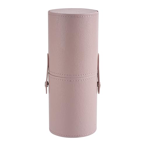 Portable Makeup Brush Holder, Waterproof PU Leather Travel Makeup Brush Case Bag Cup, Brush Storage Dustproof Bag (01Light Pink)