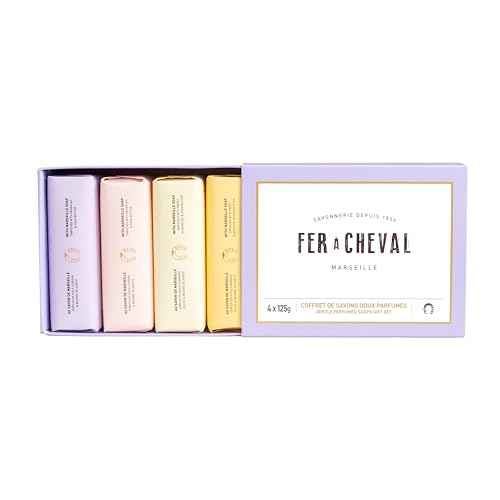 Fer ? Cheval Gentle Perfumed Soaps Gift Set, 4x125g/4.41oz - Marseille Vegetable Soap with Shea Butter and Softening Oils