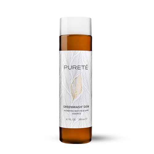 Puret? Greenwash Dew Essence infused with ECOCERT Matcha & Fermented Sake | Anti-Oxidant Hydrating Treatment Toner for Post-Cleansed Skin | Made in Japan | 6.7 oz.