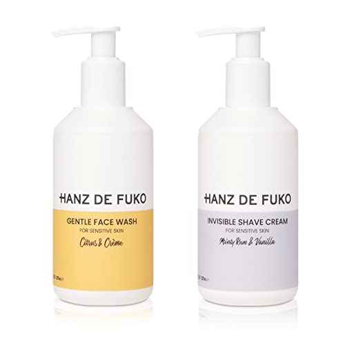 Hanz de Fuko Gentle Face Wash & Invisible Shave Cream Kit ? Premium Facial Cleanser (8 oz) & Premium Men¡¯s Shaving Cream (8 oz) ? Made for Sensitive Skin, Hypoallergenic, Sulfate and Paraben Free