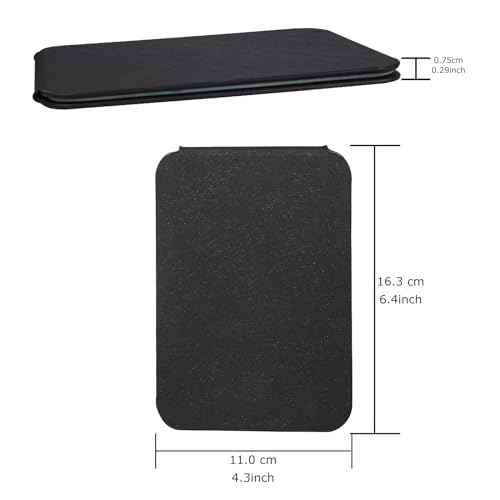 Makeup Mirror, 4x6 Inches Portable PU Leather Mirror, Folding Desktop Vanity Mirror with Adjustable Stand for Vanity Table, Office, Travel (S, Black)