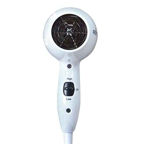 Jerdon 1600W Compact Hair Dryer - White Travel Hair Dryer with 72" Power Cord - JHD8W