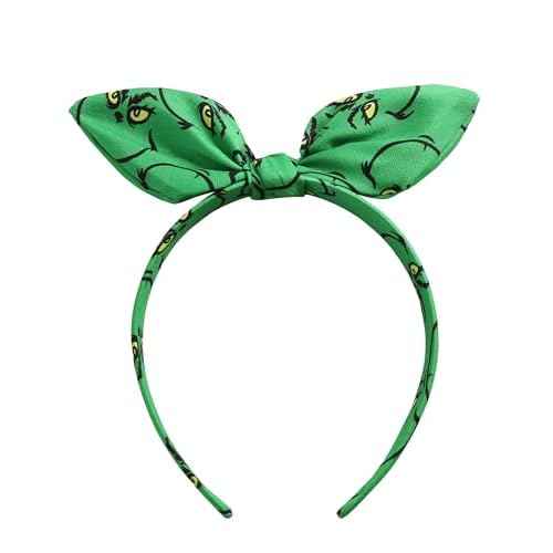 Christmas Knotted Bow Headband for Women Monster Headwear Trip Hair Accessories Green
