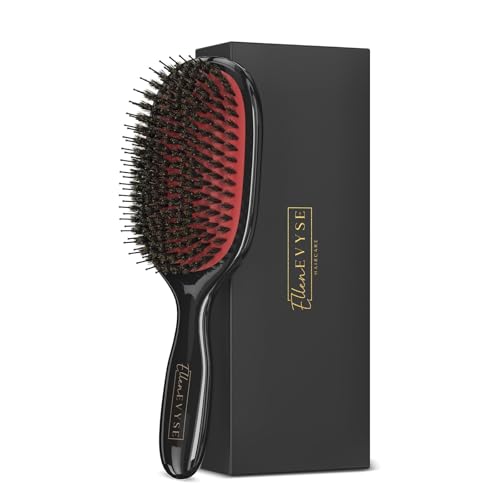 Boar Bristle Hair Brush, Soft Nylon Pins and Boar Bristles for Smoothing, Detangling, Soft Bristle Reducing Breakage and Enhancing Shine, Hairbrush for Women,Men